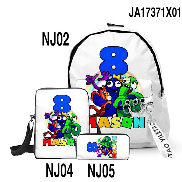 3 kpl Rainbow Friends -koululaukku, olkalaukku, lasten reppu style 9