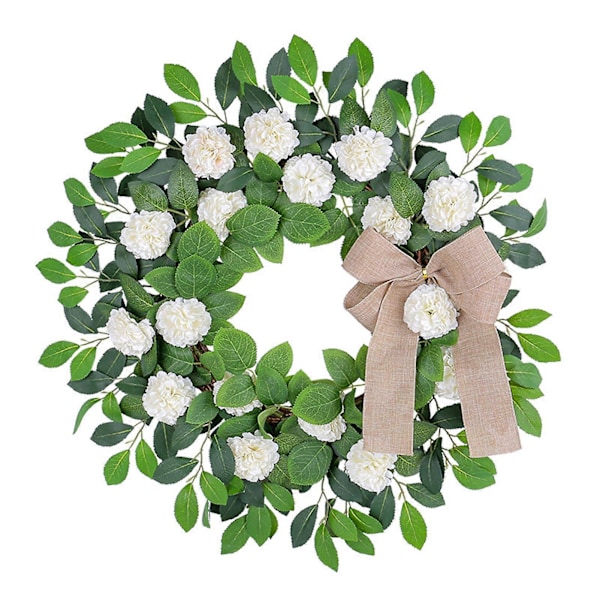 Sommer simuleret hvid hortensia krans dekoration lille hortensia grønt blad dørhængende udendørs vinstok ring vægophæng