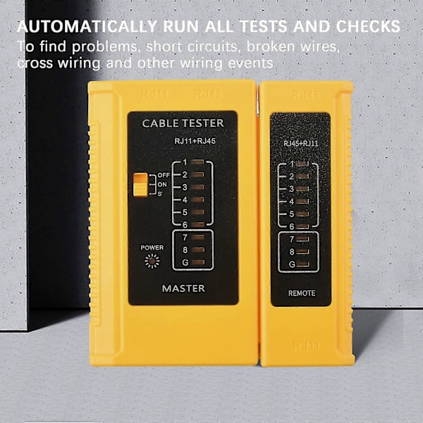 Nettverkskabeltester Testverktøy Rj45 Rj11 Rj12 Cat5 Cat6 Utp Usb Lan Ledning Ethernet Kabeltester (batte