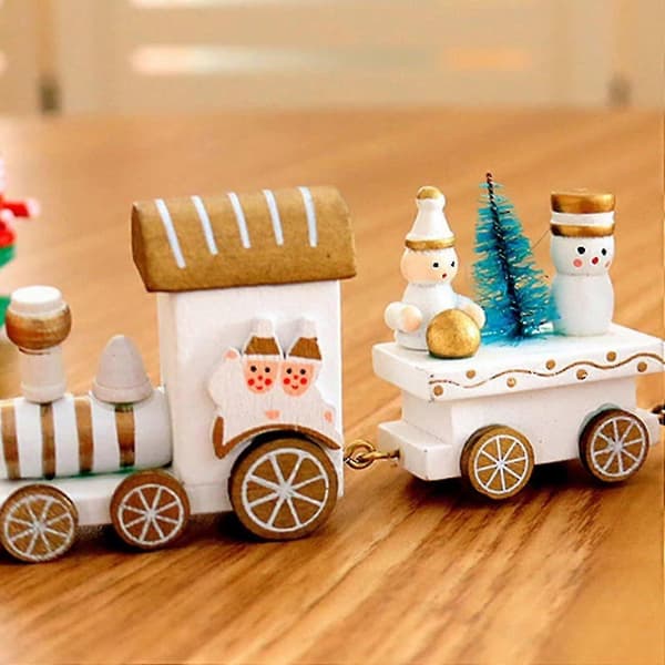 Mini Tog i Tre til Juledekorasjon Julegave til Barn Borddekorasjon