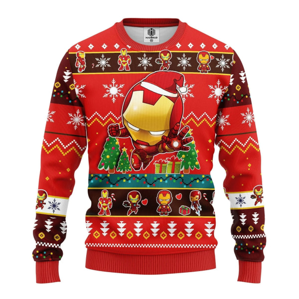 Merry Christmas Ugly Sweatshirt Iron Man Sweater 3D Print Mönster Kläder Topp 2024 Ny Casual Höst Vinter Män Dam Pullover style 5 XXXL