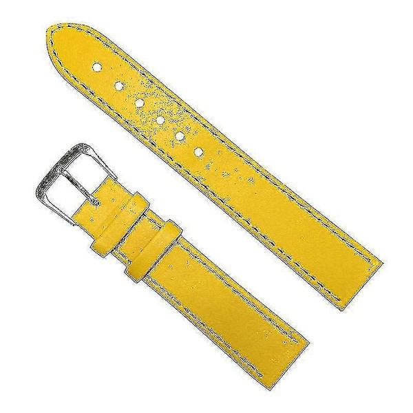 Jul Läder Klockarmband 12mm 14mm 16mm 18mm 20mm 22mm 24mm Dam Herr Klockarmband Klockbälten 10 Färger Yellow 20mm