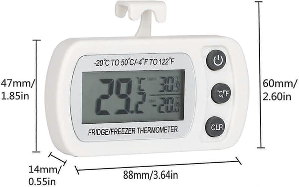 2 stk. Digitalt Køleskabsfryser Termometer Temperatur -20 Til 50c (hvid)