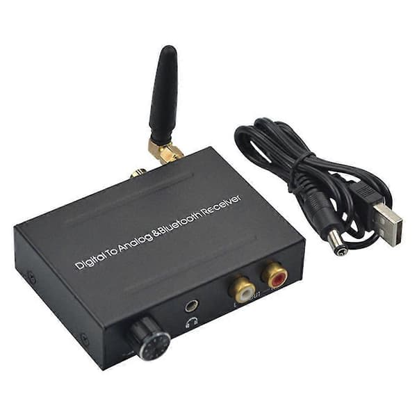 Bluetooth DAC Digital til Analog Audio Konverter med Bluetooth Mottaker med Volumkontroll