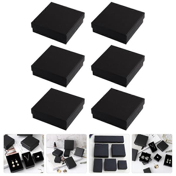 6 st Smyckespresentförpackning Bärbar Örhänge Halsband Förvaringslåda Tom Presentförpackning Med Svampfoder