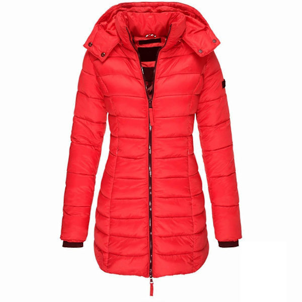 Naisten lämmin hupullinen untuvatakki rento slim-mallinen takki toppatakki naisten tikattu kevyt toppatakki - khaki Red XXXL