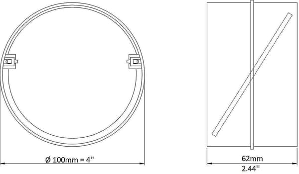 100 mm anslutning med backventil, runt ventilationsrör 100 mm