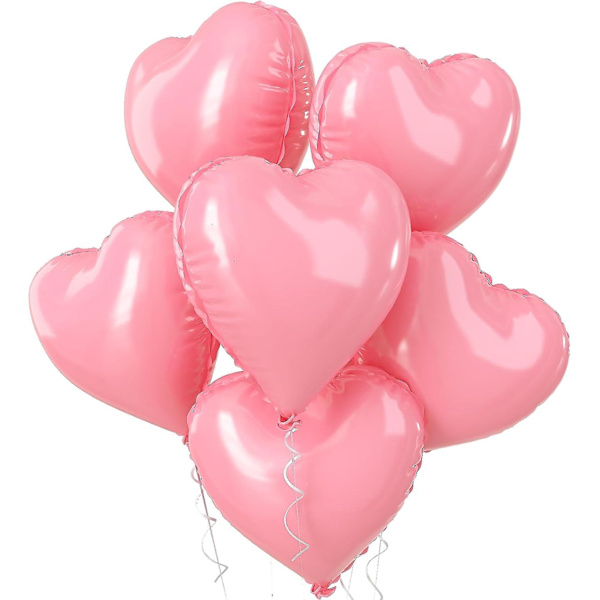 Sort Hjerte Balloner, 5 stk. Sort Hjerteformede Folieballoner, 18 Tommer Metalliske Sorte Folieballoner Valentinsdag Balloner Helium Til Valentinsdag, Bryllup Pink