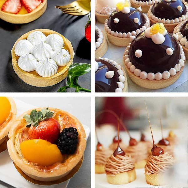 8-pak Rustfri Stål Tærteringe, Varmebestandig Perforeret Kage Mousse Ring, Kage Ringform, Rund