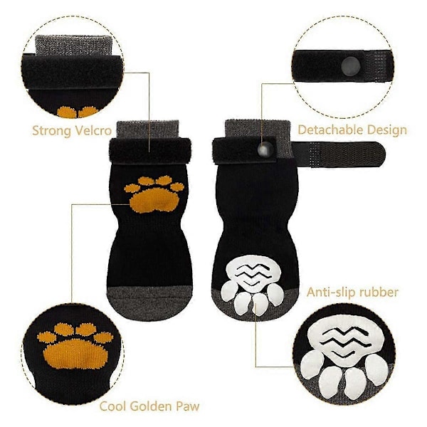 8 Par Anti-Slip Hundesokker Ikke-Skridsikre Hundesokker Med Justerbar Rem Trækkontrol Til Indendørs