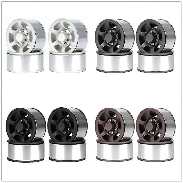 4 stk. 76mm 1.55 Metall Beadlock Felg Gummidekk For 1/10 Rc Crawler Bil Axial Yeti Jr Rc4wd D90