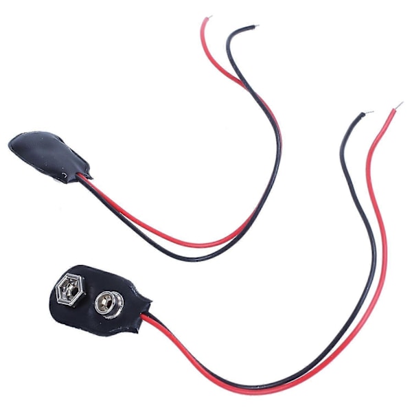 2 stk. 15 cm ledningskabel 9V 9 volt clip-stik I-type