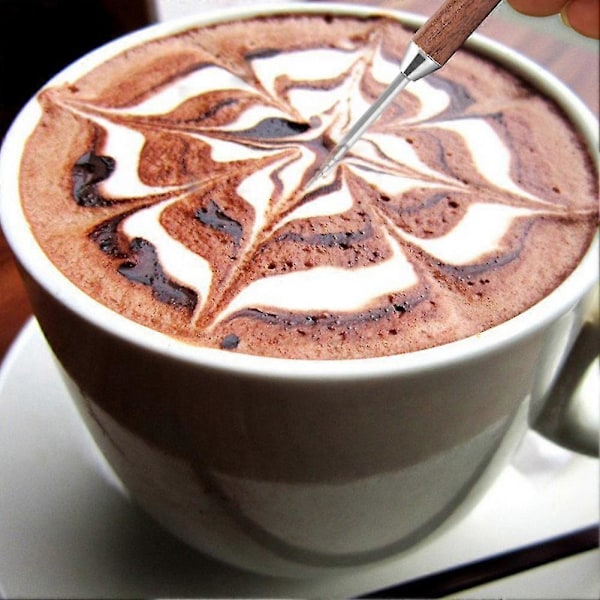 Rustfrit Stål Kaffe Stenciler Latte Skum Spatel Coffeeware DIY Kaffe Kunst Nål Barista Værktøj Co