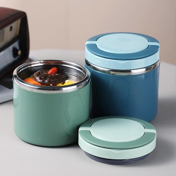 Läcksäker Lunch Bento Box Rostfritt Stål Soppkopp Matbehållare Termisk Lunch Frukostkopp 1000ml