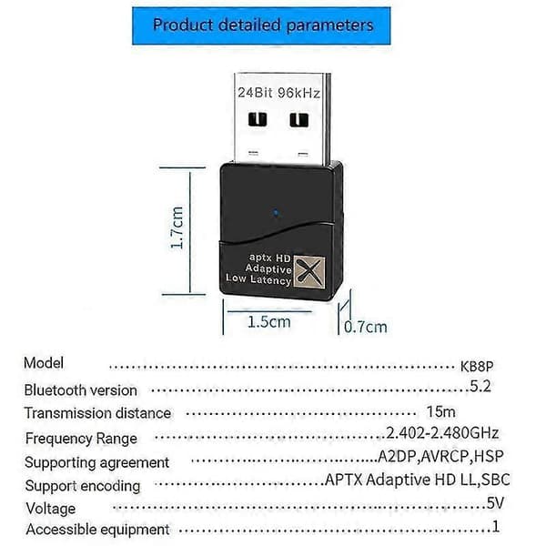 2x Aptx Adaptive Bluetooth -lähetin, Usb Bluetooth 5.2 -audiolähetin, ajuriton, voi vaihtaa