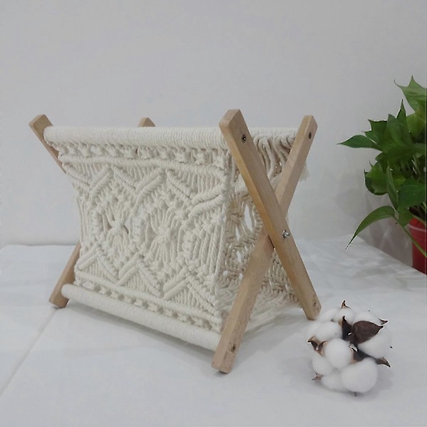 Boho Magasinholder, Dekorativ Macrame Bøger Magasiner Rack, Håndklæde Opbevaringskurv, Rustik Bolig Være