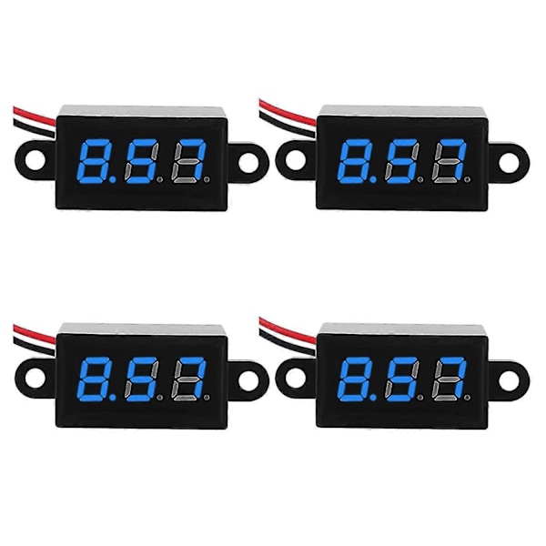 4 stk. Mini Digital Voltmeter 0.28 Tommer 2 Ledninger 3.0v-30v Digital Voltmeter D