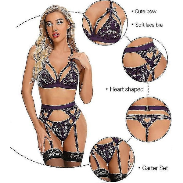 Damunderkläder Axelbandslös Frontspänne Lyft-BH, Trådlös Halkfri Osynlig Push Up Bandeau Purple XL