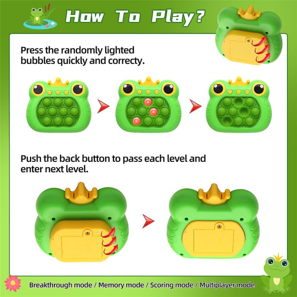 Pop Fidget Leksaker Handhållet Spel Tryck Bubbla Lysande Sensoriska Leksaker, Snabba Tryck Spel Sensoriska Leksaker Stress Relief Leksak För Barn Green
