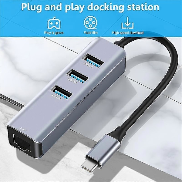 Usb C til Ethernet Adapter, rj45 til Usb C 3/type-c Gigabit Ethernet Lan Netværksadapter til Pro