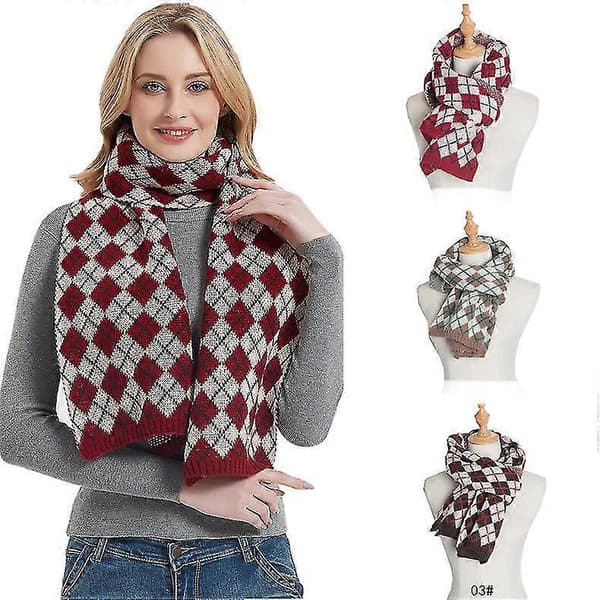 Mjuk damscarf Klassisk Tofs Pläd Vinter Julklapp red