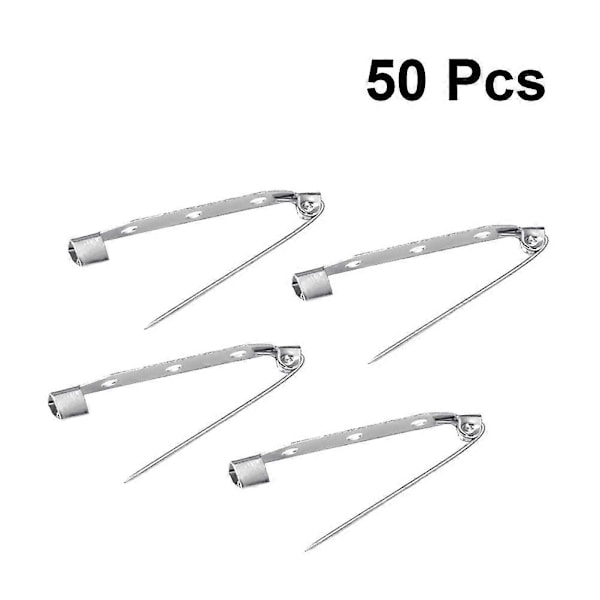 50st 3,5cm Silver Broschnål Baksida Lås Brosch Bar Säkerhet för Hantverk Smycken DIY Tillverkning