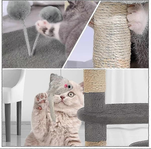 Kattehus med sisal klorebrett Grey L