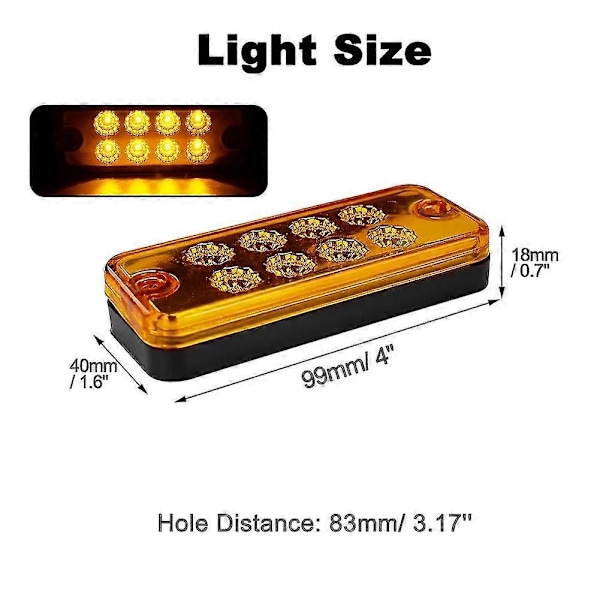 4x LED Sidomarkeringsljus Bil Extern Lampa Varnings Bakljus Indikator Släpvagn Lastbil Signal Klar