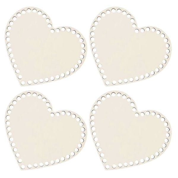 4 STK Træ DIY Taske Bund Base Manuel Hjerteformet Hæklet Taskeform Base