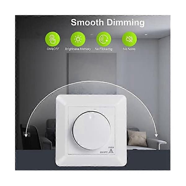 LED Dimmerbryter, innfelt dimmer for dimbar LED og halogen, 5-300 W dimmerbryter LED, Ph