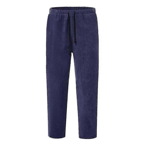 Herre Fløjlsbukser Cord Look Lige Bukser Casual Baggy Pants Blue XL