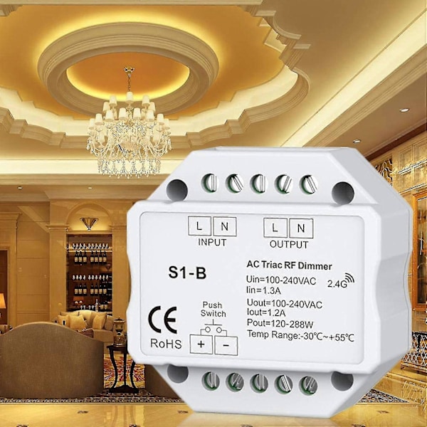 2x AC 110V - 220V S1-B LED Triac RF Himmennin Käyttää 2.4GHz Langatonta 120W-288W Push Himmennintä LED Kytkin Con