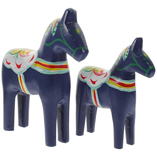 1 par Mini Farvet Tegne Hest Statue Træ Hest Skrivebord Hest Ornament Indflyttergave