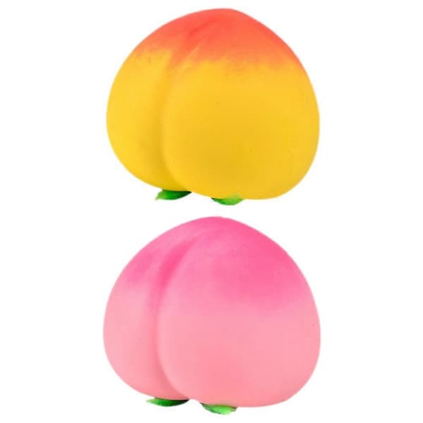 2 st Persikoformade Stressbollar Simuleringsfruktformade Stressleksaker Stretchiga Dekompressionsleksaker