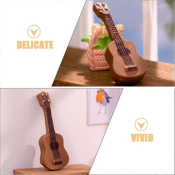 8st Miniatyrgitarr Mini Musikinstrument Miniatyr Dockhus Harts Gitarr Modell Dekor