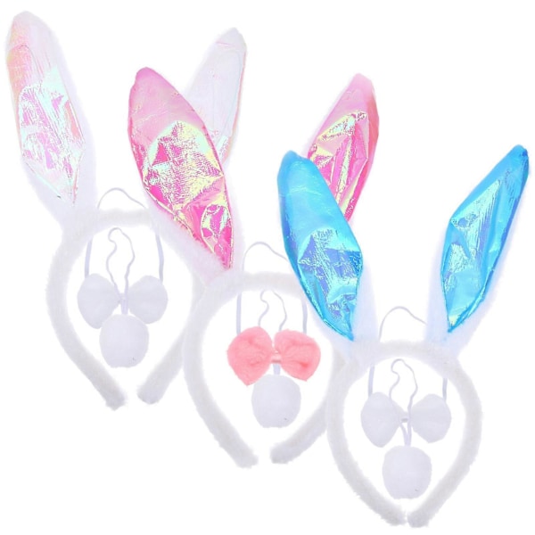 3 Set påsk-tema Party Cosplay Rekvisita Dekorativ Kanindesign Huvudbonad Söt Rosett Halsband
