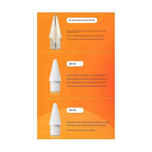 For Blyant 1/2 Blyantspisser Erstatning Ipencil Nibber Høy Sensitivitet Stylus 5 Stk/sett Pennspisser Spar