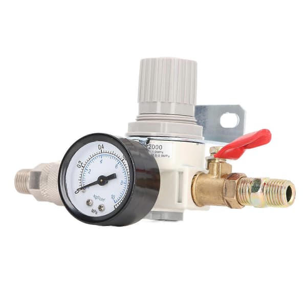 Luftkompressor Tryckregulator 1/4 Tum NPT Lufttrycksregulator med 01MPa Mätare för Pneumatiskt Verktyg