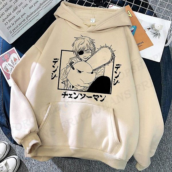 Chainsaw Man Makima Pochita Huppari Miehet Naiset Muoti Chainsaw Man Hupparit Lapset Anime Hupparit Collegepaidat Hupullinen Tyttö Takit 2DF5112307-beige XXL