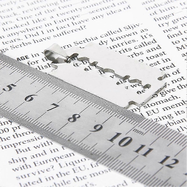 1 st Rakblad Titanstål Hänge Silverfärg Ca 3,8 X 2,3cm & 1 st Retro Läderhalsband för Män C