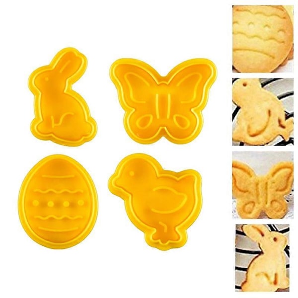 4 st Påsk Cookie Form Iögonfallande Bekväm Montering Plast Djur Dessertform för Hushåll