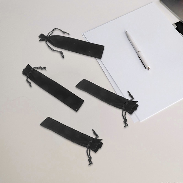 25 stk. Sort Pen Etui Holder Flannel Penne Pose Pen Beskyttende Snøre Ærme Papirvarer Opbevaringspose Studentergave til Hjemmekontor Skole