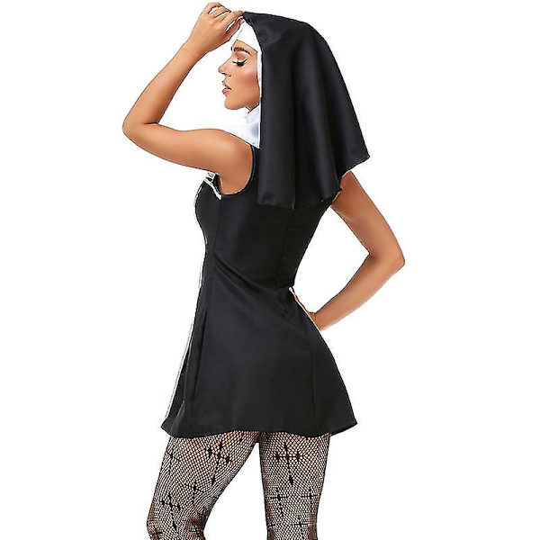 Halloween Kjoler Karneval Halloween Dame Middelalder Nonne Habit Kostume Kloster Religiøs Syndig Søster Slim Tutu Cosplay Fancy Festkjole Høj Kvalitet White L-Nun