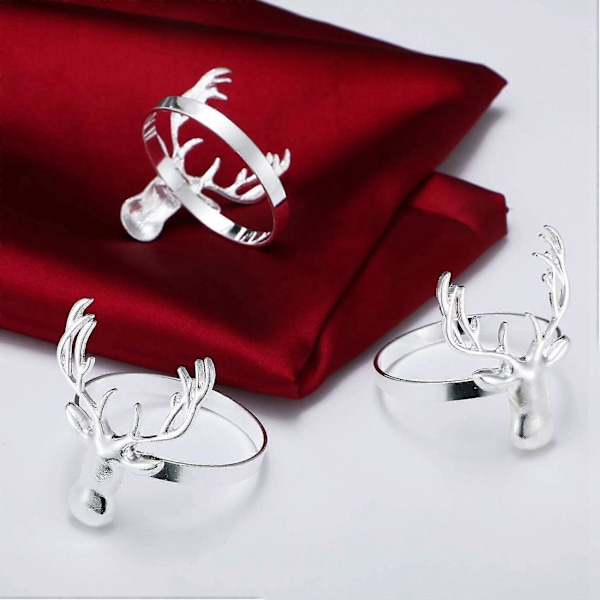 12 st Trollslända Servettringar, Zinklegering Servettspänne Silver Servettring & 12x Hjort Servettringar