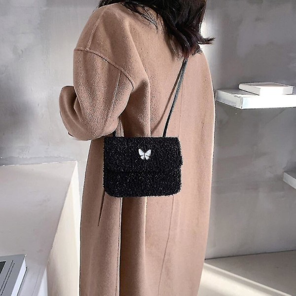 Axelväska Dam Handväskor Fleece Väska Mode Nål