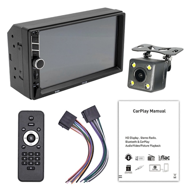 2 Din 7 tuuman autoradio autostereo Bluetooth Mp5-soitin Carplay Android Auto Usb Fm -kosketusnäytöllä