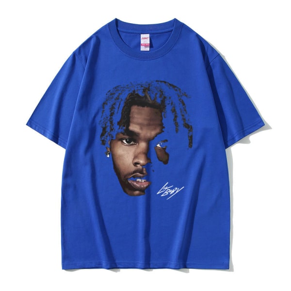 Hip Hop Oversized Tee Vanlig Retro Rapper Streetwear Sommar Herr Dam Kortärmad Tee Blue L