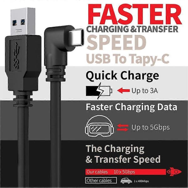 Link-kabel for Quest 2 Usb 3.1 Gen 1 Dataoverføring Hurtiglading Vr Headset Tilbehør (a-c,3 )