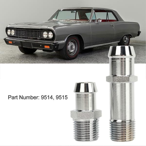 Varmeapparat Slangefitting 9514 Rustfrit Stål Slangeforbindelse Udskiftning til Chevy Chevelle Camaro Nova 1964 til 1979