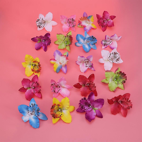 20 stk. Phalaenopsis Hårklemme Stof Hårnål Klemme Hårpynt (Hvid, Gul, Rød, Lilla, Grøn, Blå, Pink, Farverig, Rosarød, Hvid + Lilla, 2 stk